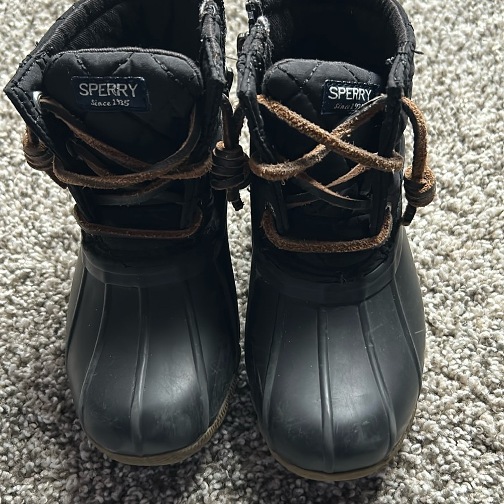 Toddler Quilted Black Sperry Boots